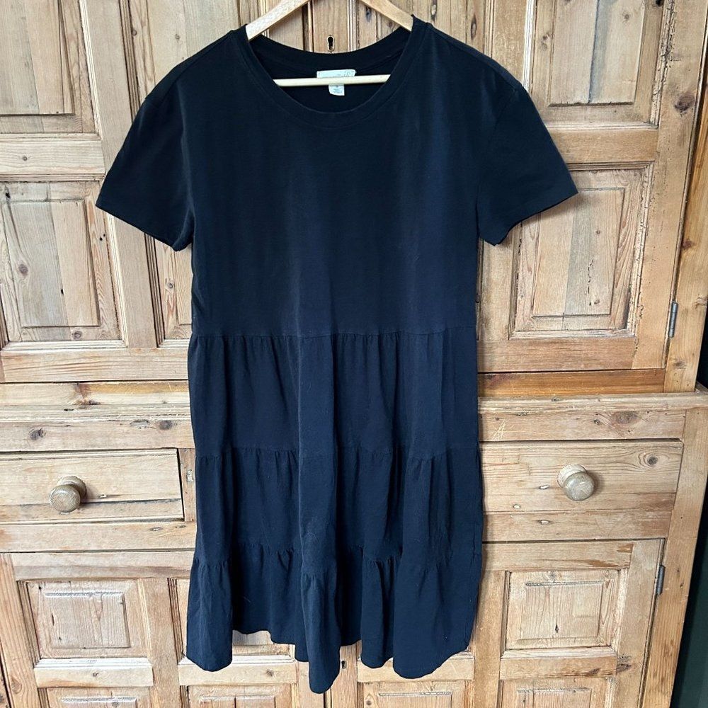 Treasure &‎ Bond Medium Black Dress Tiered Ruffle Cotton